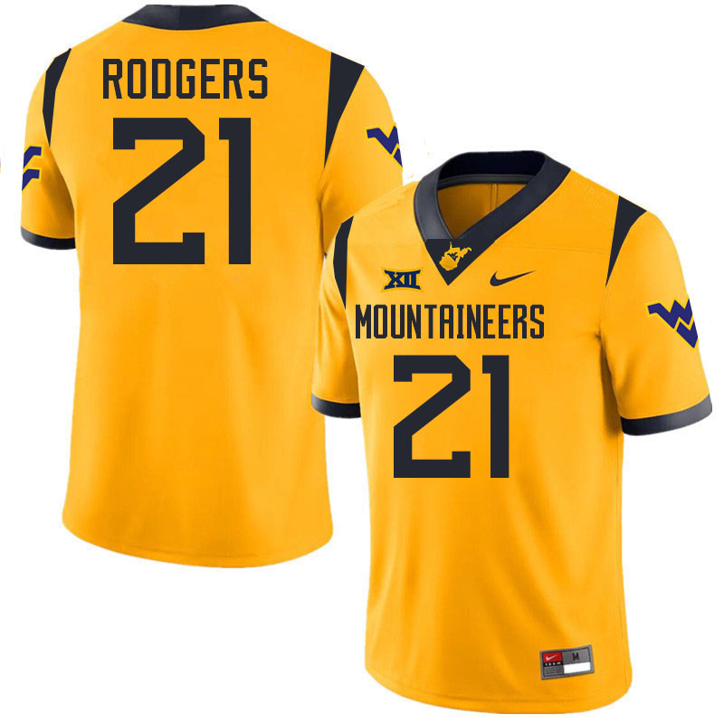 Ira Errett Rodgers WVU Jersey,West Virginia Mountaineers #21 Ira Errett Rodgers Jersey Youth-Gold